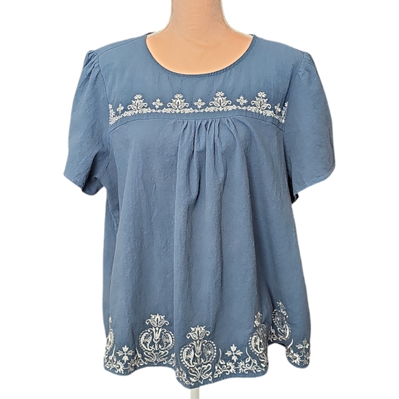 SHEIN Lune Plus Floral Embroidery Puff Sleeve Blouse 3XL - Picture 4 of 6